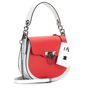 Geanta dama din piele naturala DiAmanti Marchesa Rosie cu Alb